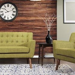 Sofa. Love Seat. Launch Chairs Mid-Century Modern Tufted Green Loveseat – Stylish & Comfy!
