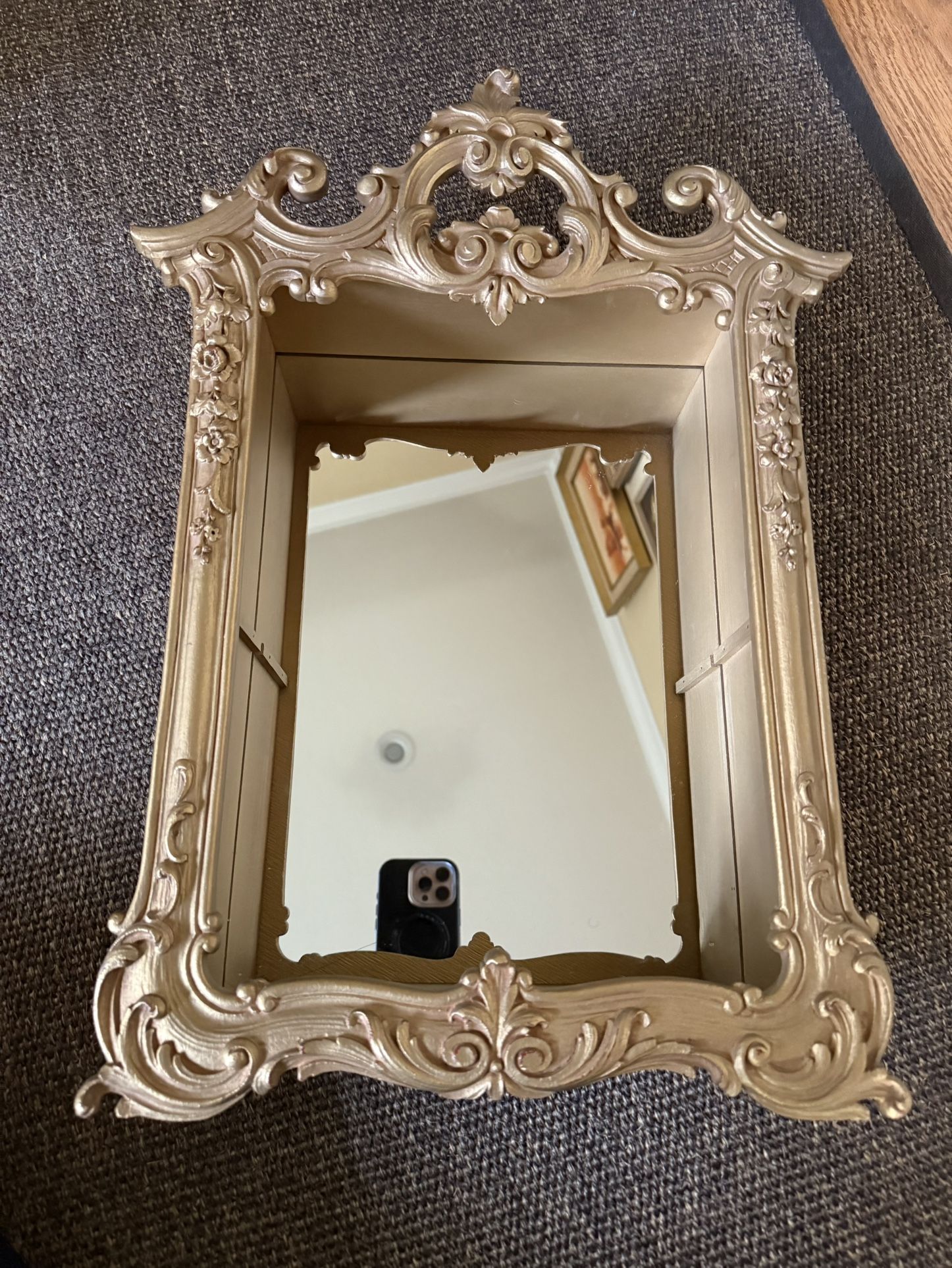 VTG MCM Syroco Wood Gold Mirror Shadowbox