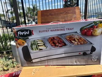 Parini Buffet Warming Tray Server 3 Pan Stainless Steel Adjustable Temp 200W