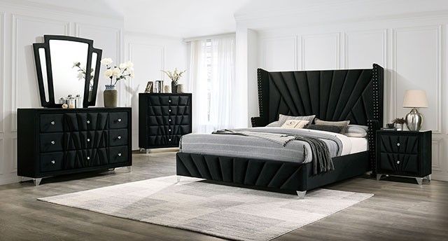 Brand New Black Art Deco-inspired Design 6pc King Size Bedroom Set
