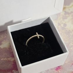 yellow gold cross ring size 7 1/10 ct. tw.