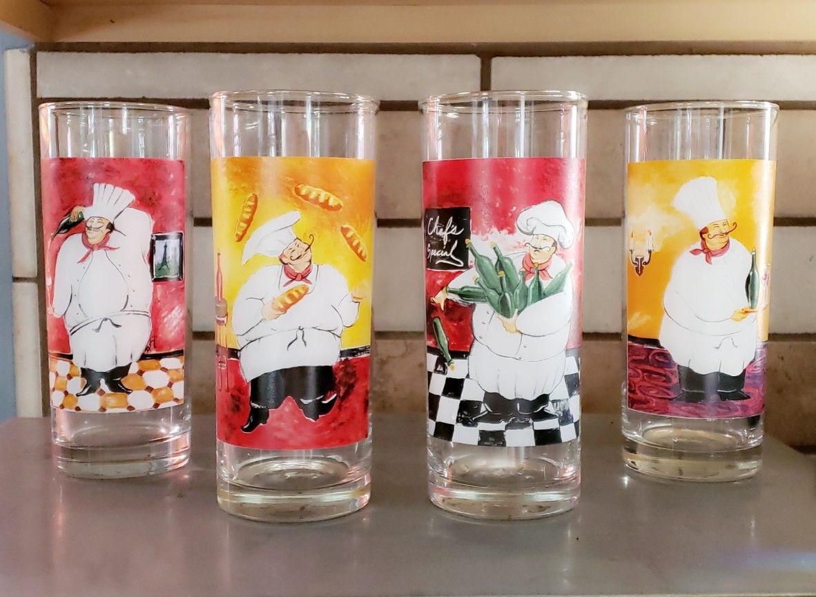 Tall Drinking Glass Set - Fat Italian Chef 👨🏽🍳
