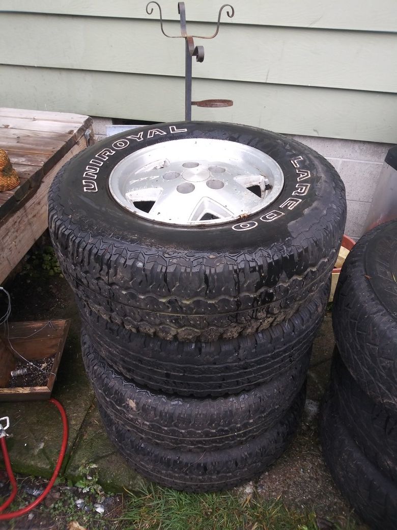 5 lug 15 inch rims and tires for a Chevy