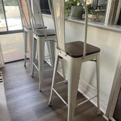 Metal Bar Counter-Height Farmhouse Stools Set Of 3