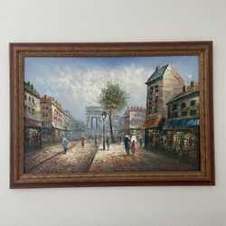 Wooden Painting Of Town