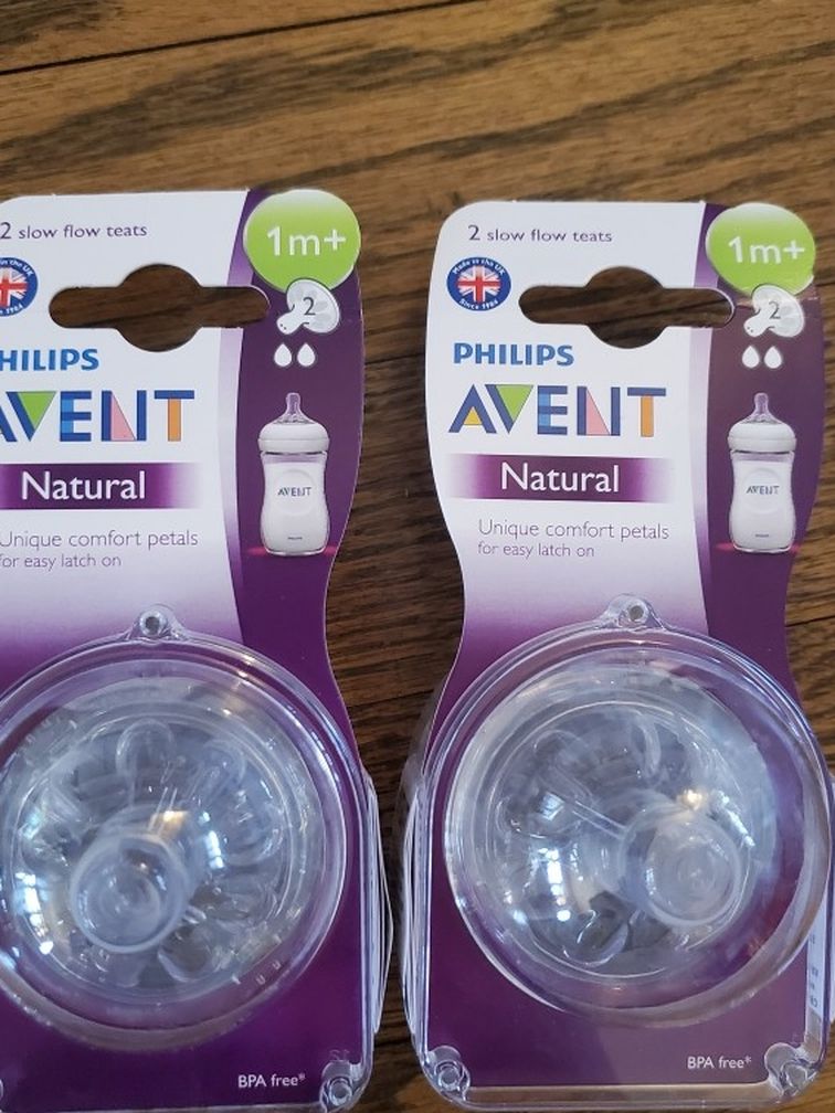 Two Packs Avent Size 2 (1m+) Bottle Nipples