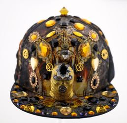 Black gold gemmed hat