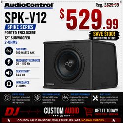 AudioControl Spike Series SPK-V12 Ported Enclosure 12" Subwoofer 2-Ohm 700 Watts 🚨 Payment Options Available 🚨 No Credit Needed 🚨