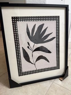 New Black Framed Modern Botanical Leaf Wall Art – Black & Ivory Decorative Print
