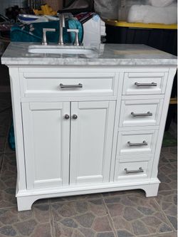 allen + roth Roveland 36-in White Undermount Single Sink Bathroom Vanity