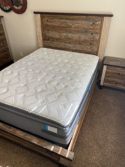 Like New Queen Bed Frame and Sealy Posturepedic Pillow Top Mattress