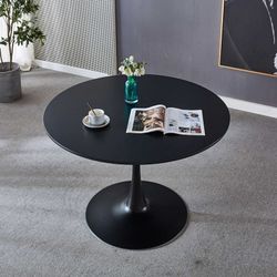 New in the box Rhomtree 42 in Round Metal Legs Dining Table, Black(D781)