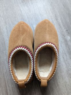 Tan Suede Faux Fur Lined Slippers