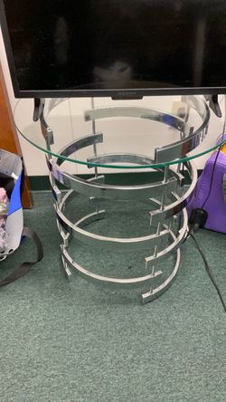 Round Glass Top Side Table Chrome Base