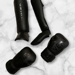 Venum Challenger Standup Shinguards And Elite Boxing Gloves