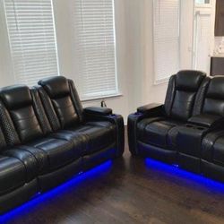 Led Power Reclining Living Room Set Sofa And Love seat 