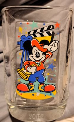 McDonalds Mickey Mouse Disney Studios Square Drinking Glass 2000 Epcot Center