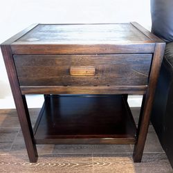 Wood End Table With Drawer And Shelf