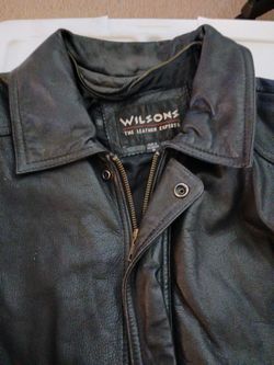 Wilson's Black Leather Motorcycle Jacket Size Small