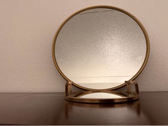 Glass Gold Tray and Mirror