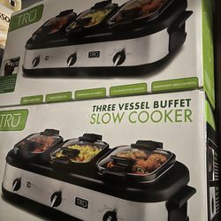 TRU Three Vessel Buffet Slow Cooker