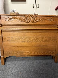 Vintage Solid Oak Full Bed and dresser