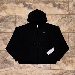 Alo Yoga Accolade Full Zip Hoodie Black Sweatshirt NWT Size XL