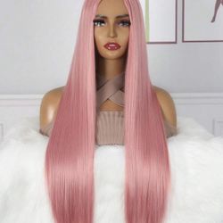 Pink synthetic wig 