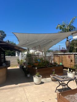 NEW 16’ x 20’ Sun Shade Sail + Stainless Hardware Kit (Sealed) – Light Gray / NUEVO Toldo Vela 16’ x 20’ + Kit Completo de Herrajes Inoxidable (Sellad