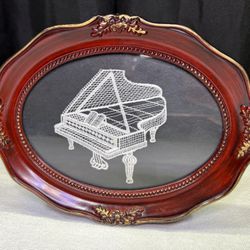 Vtg Framed Lace Piano Belgium The Lace Shop 7”