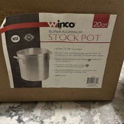 Winco USA Super Aluminum Stock Pot, Heavy Weight, 20 Quart, Aluminum, Metallic