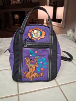 L🫆🫆K!  Vintage 1998 Scooby-Doo Mini Backpack Purple Canvas Cartoon Network "Like Wow". Excellent Condition!....asking $30.00