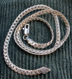 18 inch silver textured cuban link necklace, 18 grams