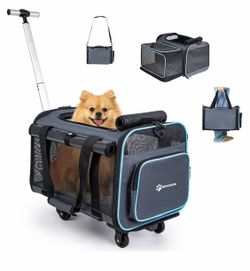 Pet carrier with wheels, new