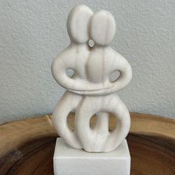 Vintage Greek White Marble Embracing Couple Lovers Sculpture