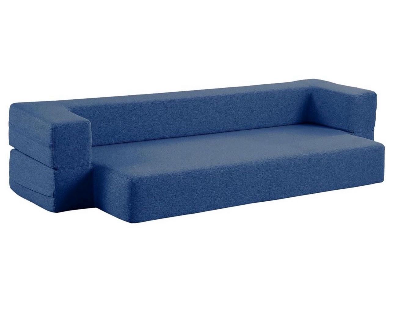 80" Multifunctional Folding Sofa Bed - Linen Memory Foam Mattress & Removable Sofa Cover & 2 Pillows - Simple Style, Suitable for Living Room Space Co