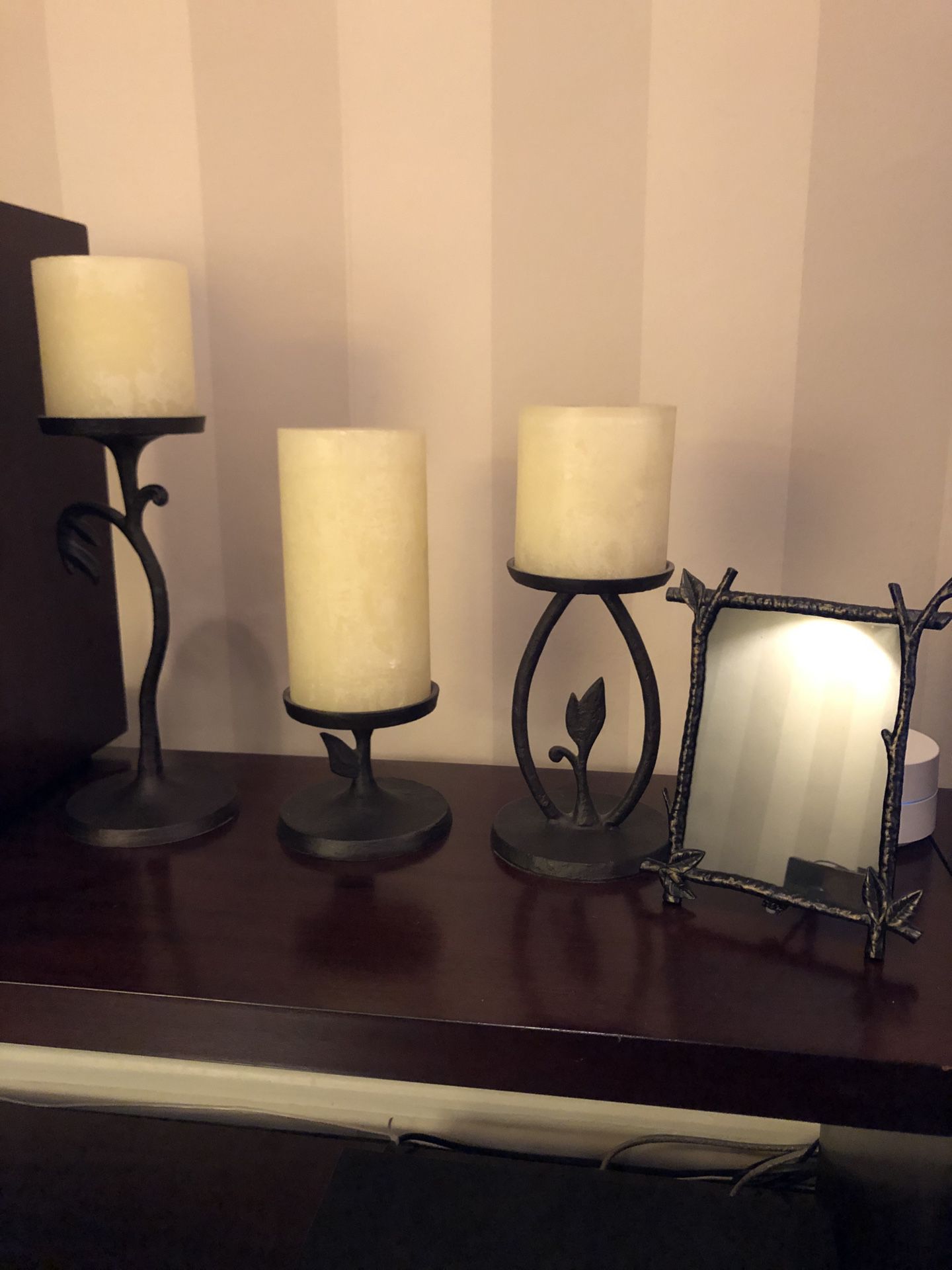 Pottery Barn Collection - Lamp, Candle Holders & Picture Frame