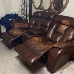 Leather  Recliner Sofa/ Love Seat & Chair 
