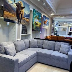 New In Boxes Grey Sleeper Sectional Sofa 