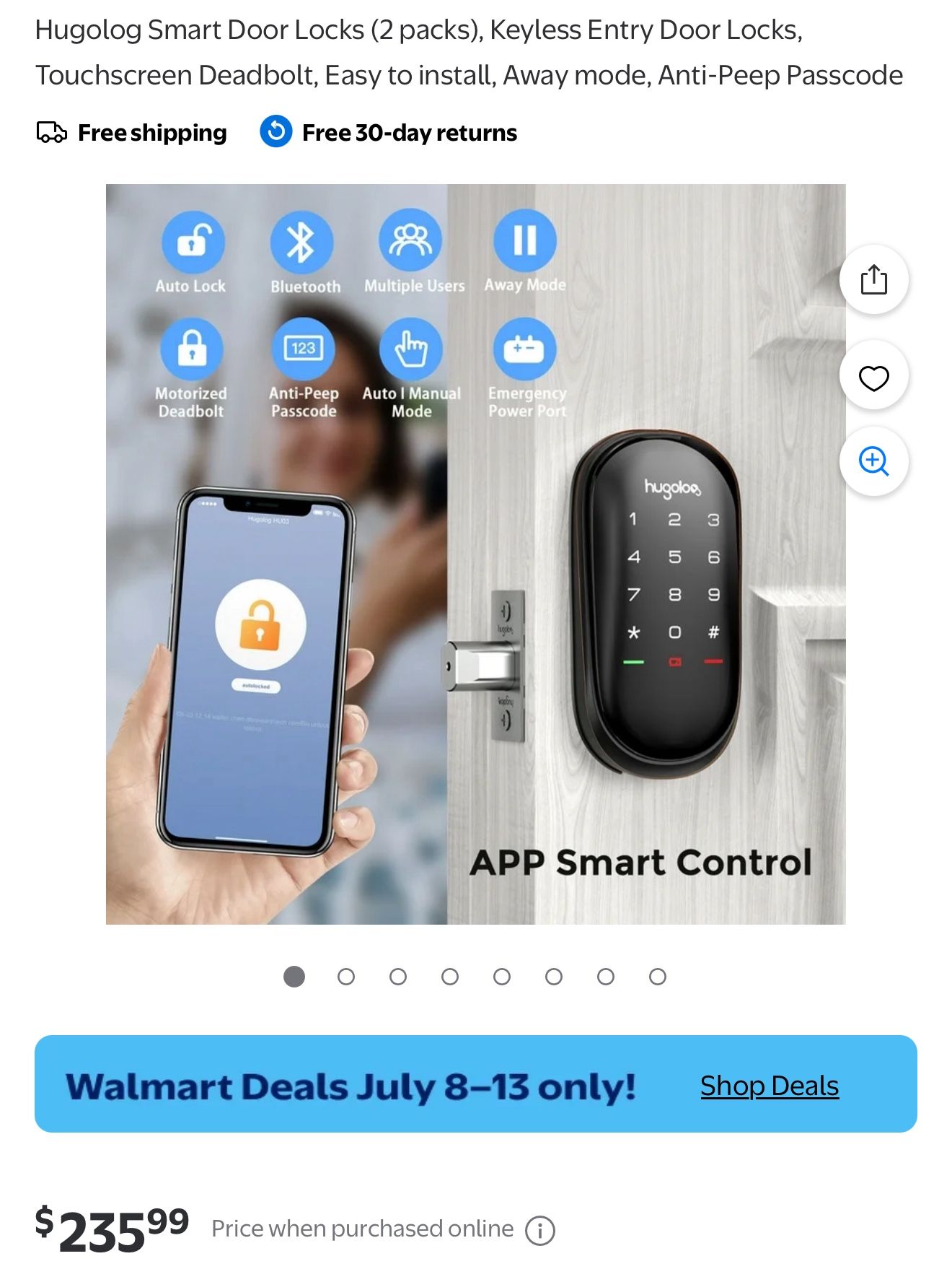 Hugolog Smart Door Locks ,Keyless Entry Door Locks, Touchscreen Deadbolt, Easy to install, Away mode, Anti-Peep Passcode