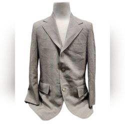 Vintage Bill Winn San Marino by Haspel 41" Red Black Plaid Suit Jacket Damaged