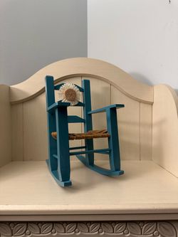 Wooden Teal Doll Rocking Chair