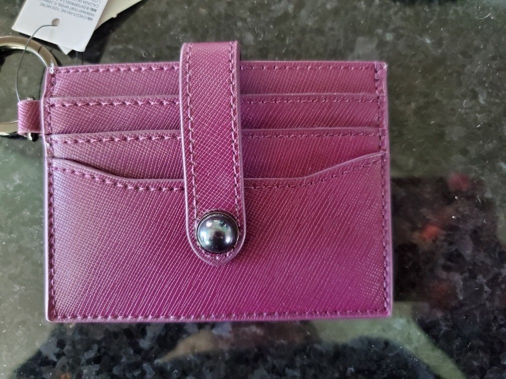 LEATHER CREDIT CARD KEYCHAIN - NEW WITH TAGS