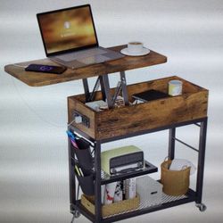 COLIMA LIFT TOP END TABLE WITH CHARGING STATION AND WHEELS, SOFA SIDE TABLE  W/USB PORT  OUTLETS …ASSEMBLED NEVER USED