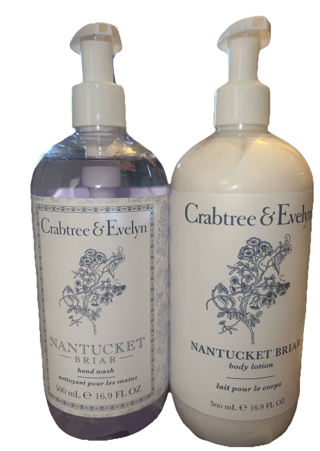 Crabtree & Evelyn Nantucket Briar Hand Wash & Body Lotion Set – 16.9 fl oz (500 mL) Each
