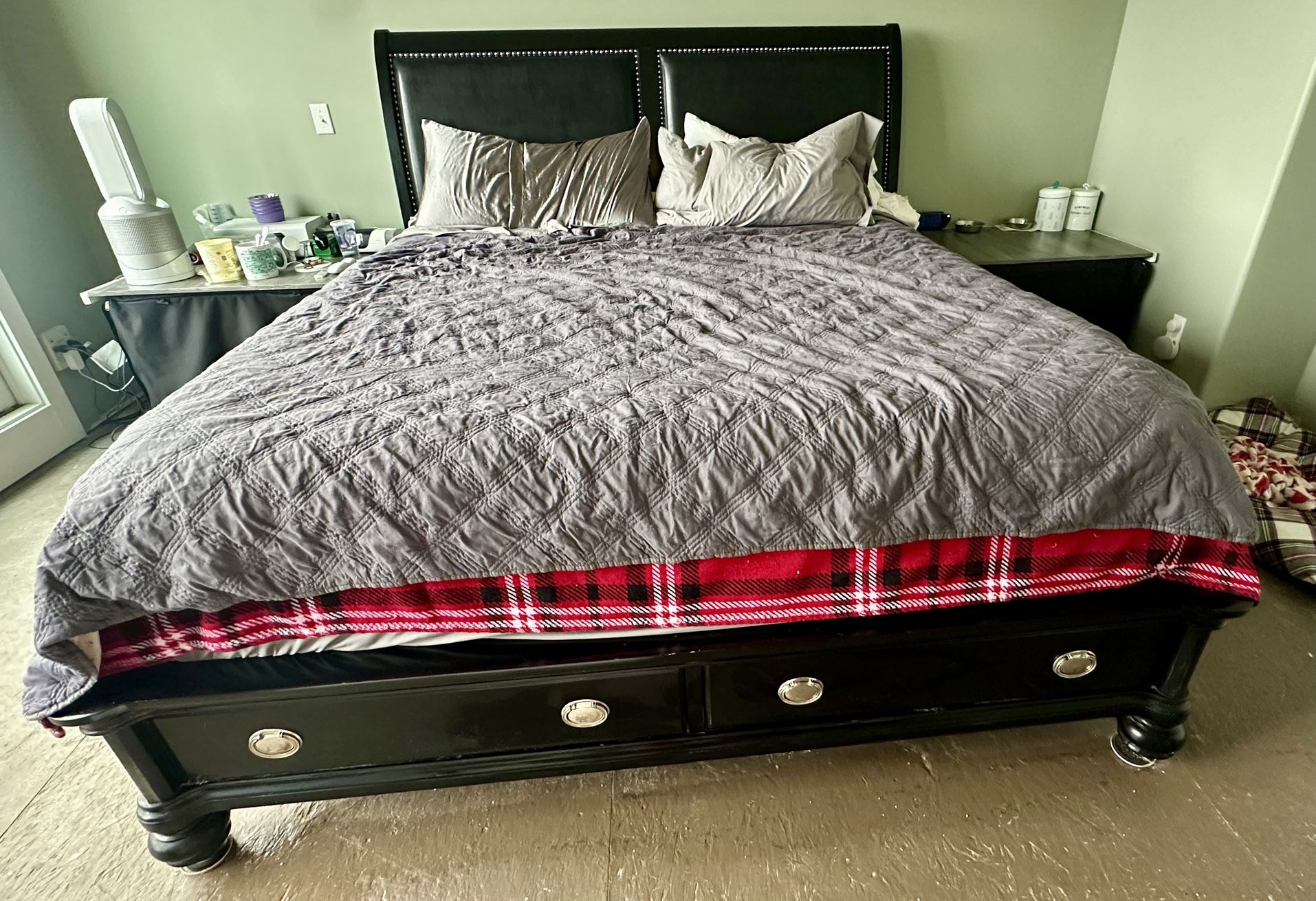 Solid Wood Sleigh Bed - Frame & 2 Drawers Only