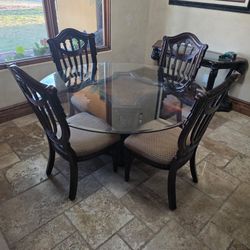 Elegant Wood And Glass Dining Table Set