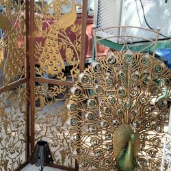 Rare Vintage Peacock Wall Burlwood Peacock