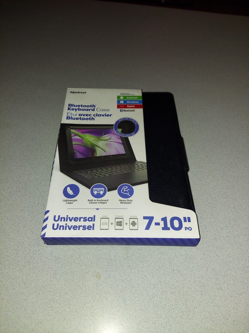 7-10" UNIVERSAL BLUETOOTH KEYBOARD CASE BY HIPSTREET NEW FACTORY SEALED