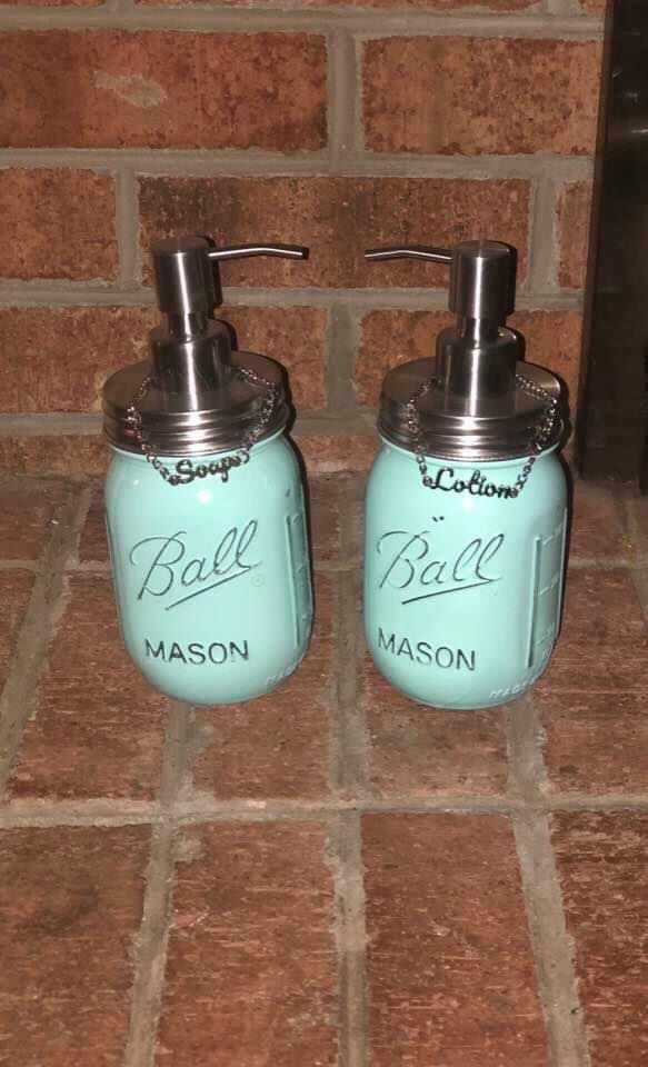 Shabby Chic Soap and Lotion Dispenser with labels
